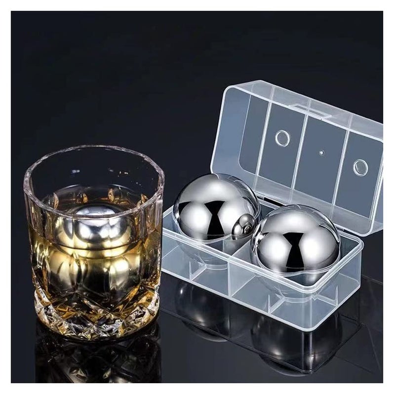 Ecentaur Reusable Stainless Steel Ice Cube Metal Large Whiskey Stones Gift Set for Men Chilling Ball for Drinks 5.5cm Set of 2 - Image 2